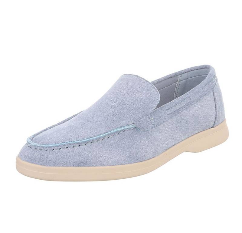 Ital-Design Eleganter Damen Slip-On Schuh mit hohem Tragekomfort Slipper (90927389) Blockabsatz Mokassins in Hellblau von Ital-Design