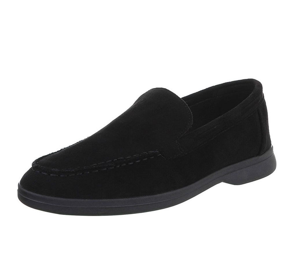 Ital-Design Eleganter Damen Slip-On Schuh mit hohem Tragekomfort Slipper (90927394) Blockabsatz Mokassins in Schwarz von Ital-Design