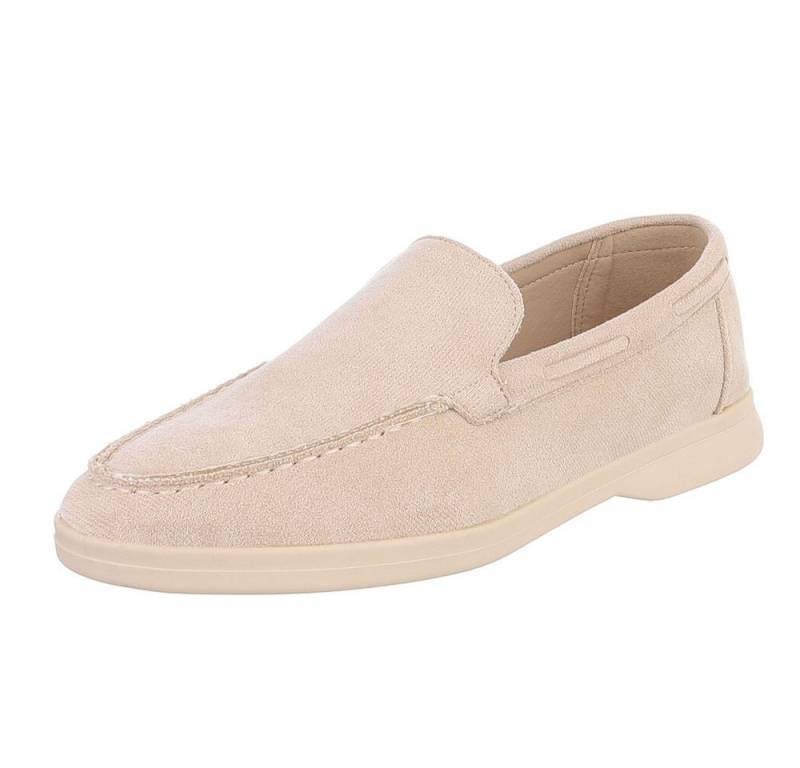 Ital-Design Eleganter Damen Slip-On Schuh mit hohem Tragekomfort Slipper (90927405) Blockabsatz Mokassins in Beige von Ital-Design