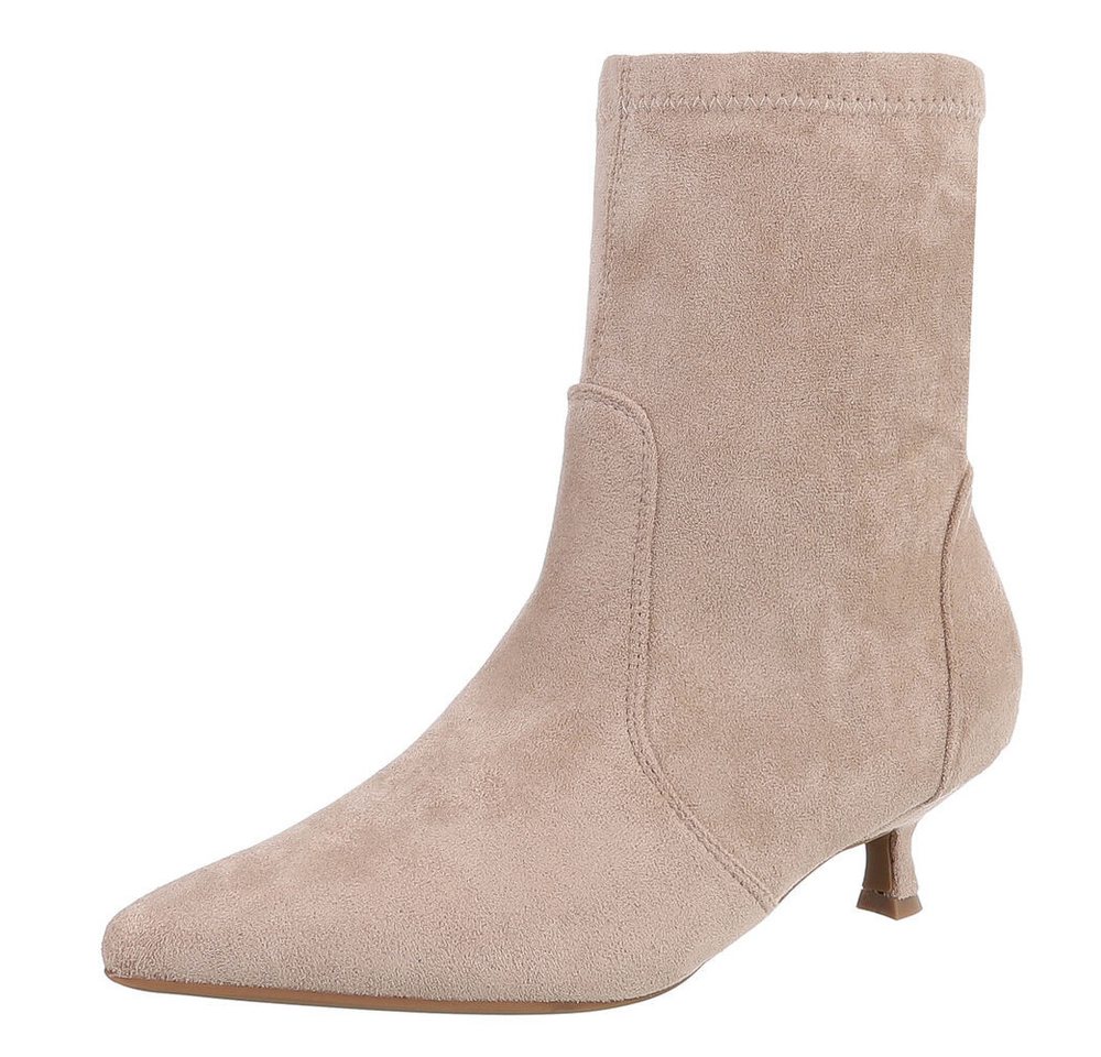 Ital-Design Eleganter Damen-Stiefel aus weichem Material mit Absatz Stiefelette (90417977) Pfennig-/Stilettoabsatz Stiefeletten in Hellbraun von Ital-Design