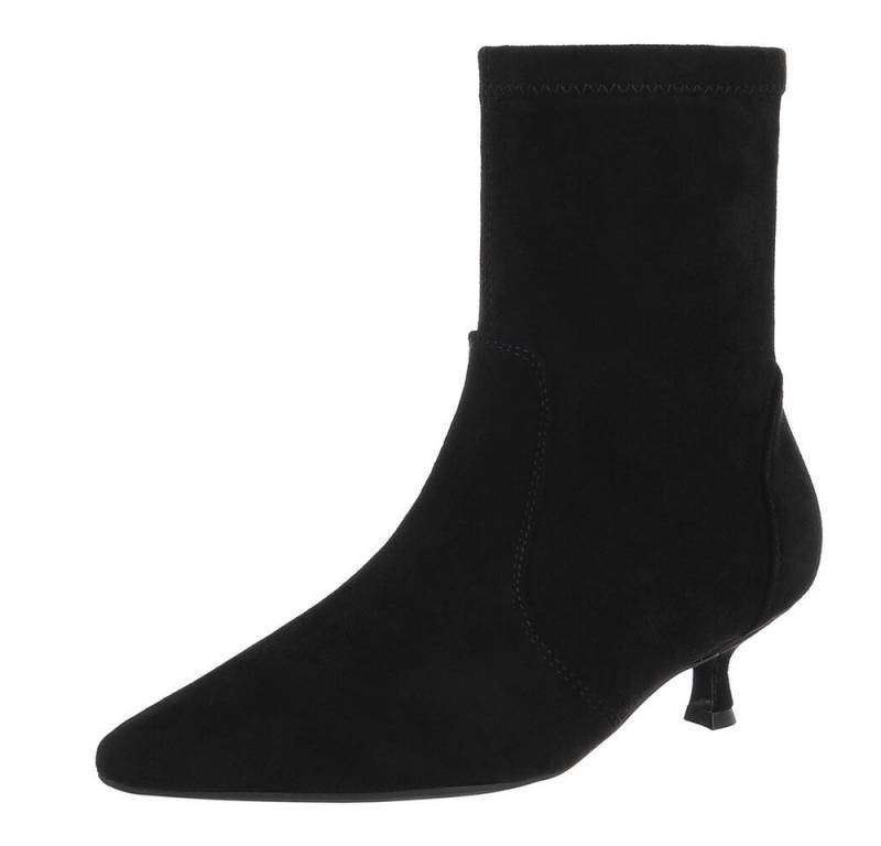 Ital-Design Eleganter Damen-Stiefel aus weichem Material mit Absatz Stiefelette (90417979) Pfennig-/Stilettoabsatz Stiefeletten in Schwarz von Ital-Design