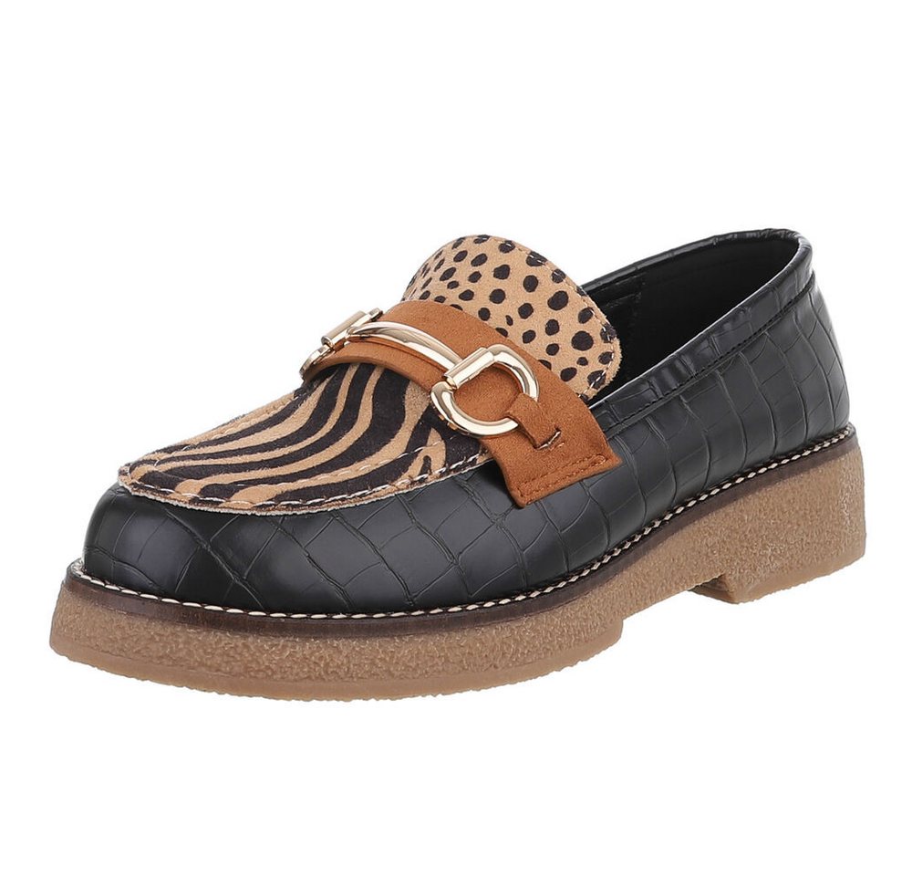 Ital-Design Eleganter Loafer mit Schnalle für Damen – Komfort & Stil Slipper (90169328) Blockabsatz Mokassins in Schwarz von Ital-Design