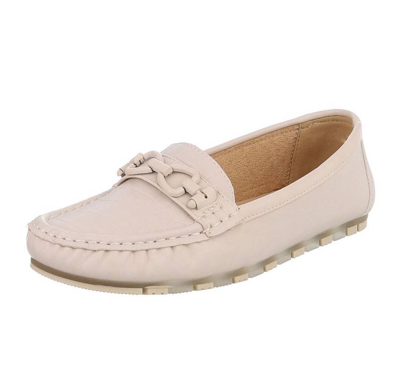 Ital-Design Eleganter Mokassin mit Schnalle für Damen im Alltag Slipper (90793506) Flach Mokassins in Beige von Ital-Design