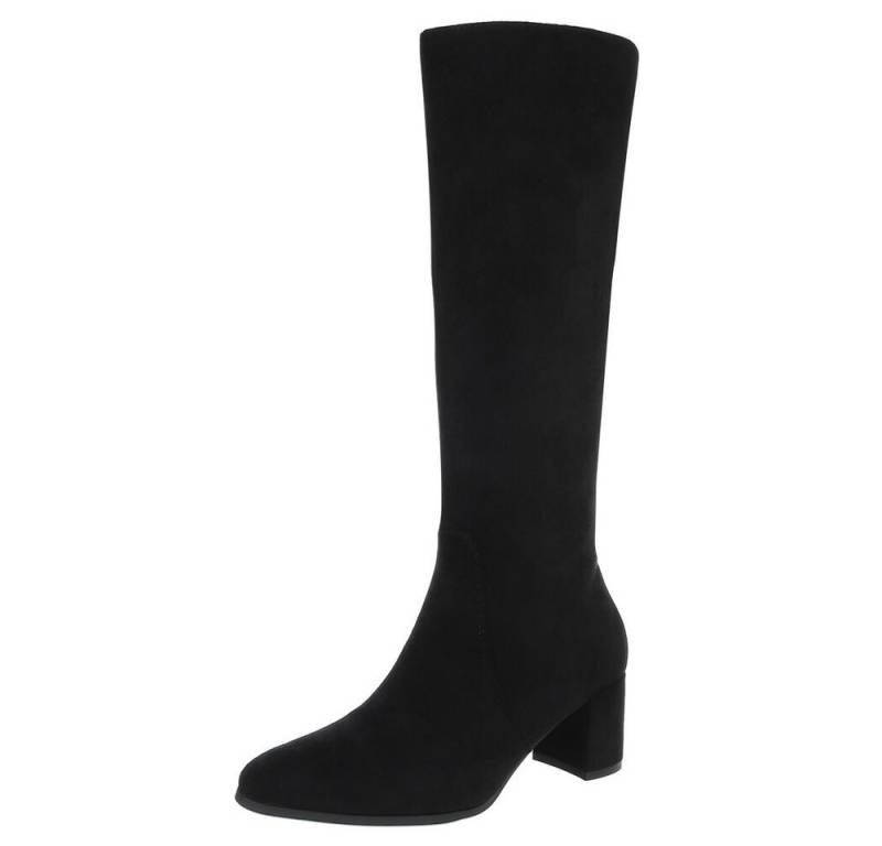 Ital-Design Eleganter Stiefel für Damen mit hohem Absatz, vielseitig einsetzbar Stiefel (90152989) Blockabsatz Stiefel in Schwarz von Ital-Design