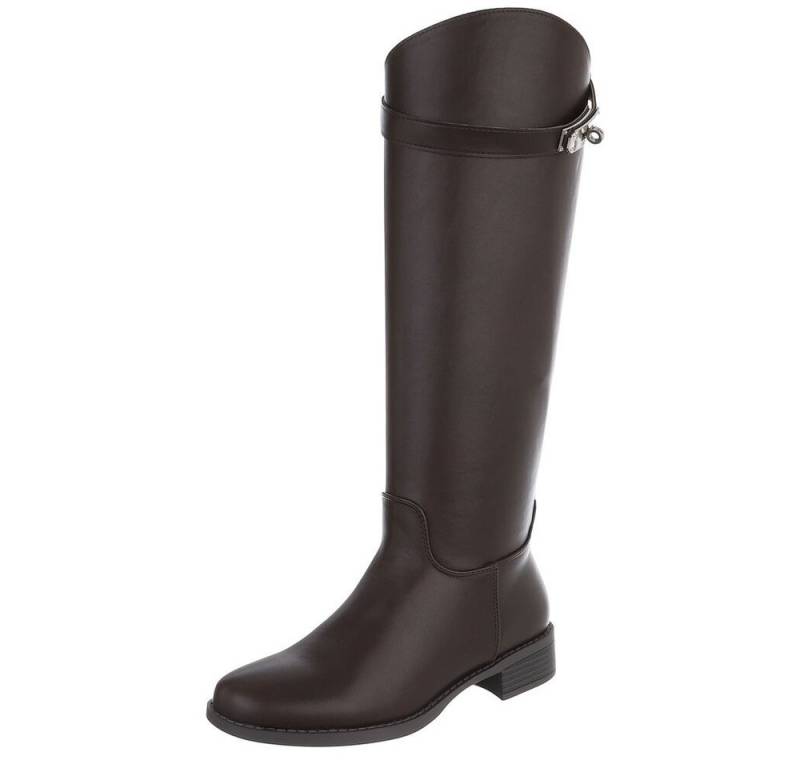 Ital-Design Eleganter Stiefel mit Schnalle für Damen im Alltag Stiefel (90598558) Blockabsatz Flache Stiefel in Braun von Ital-Design