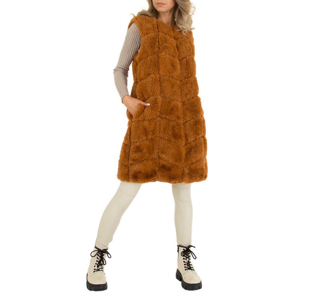 Ital-Design Fellimitatweste Damen Freizeit (87256476) Übergangsjack in Camel von Ital-Design