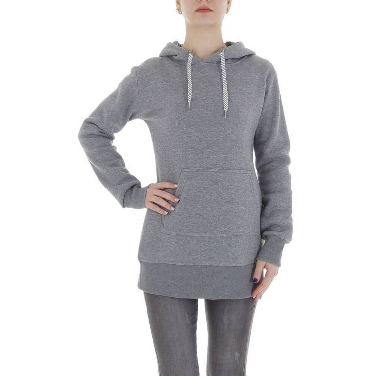 Ital-Design Fleeceshirt Damen Freizeit (86099130) Kapuze Pullover & Strick in Grau von Ital-Design