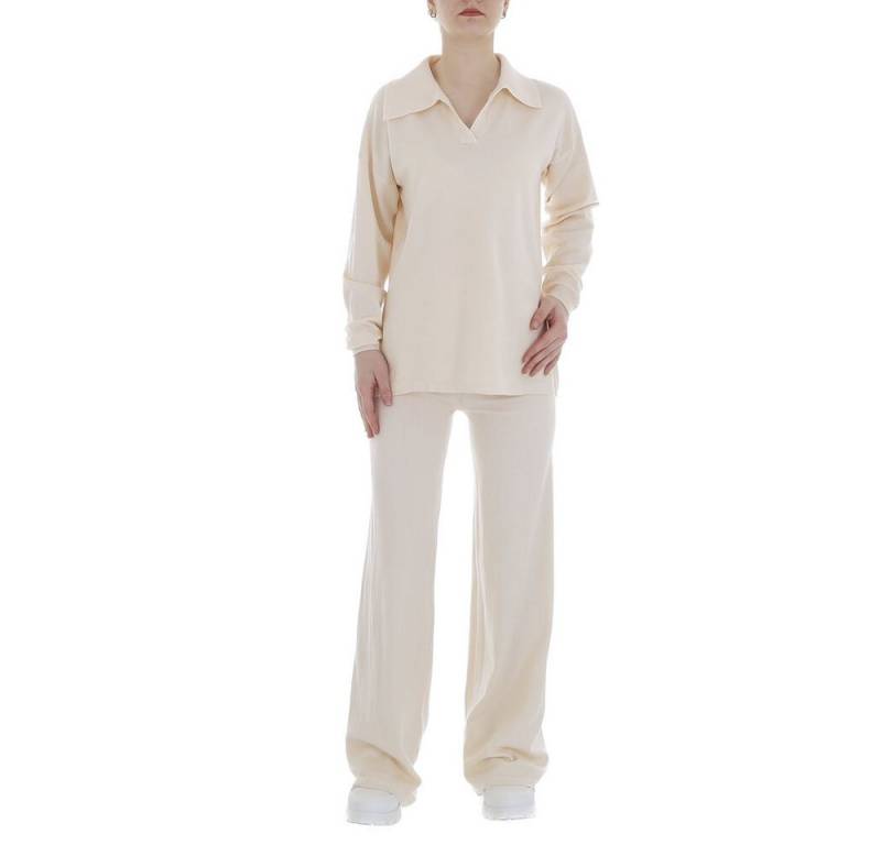 Ital-Design Freizeitanzug Damen Freizeit (86365269), Stretch Zweiteiler in Creme von Ital-Design