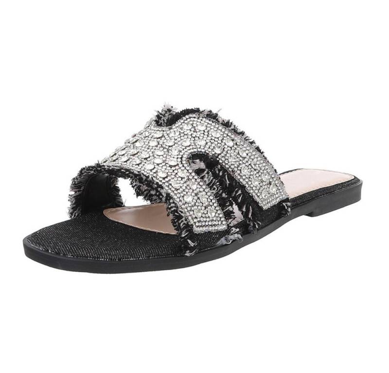 Ital-Design Funkelnde Sommer-Sandalen mit Fransen für Damen Riemchensandalette (89372553) Blockabsatz Riemchensandalen in Schwarz von Ital-Design