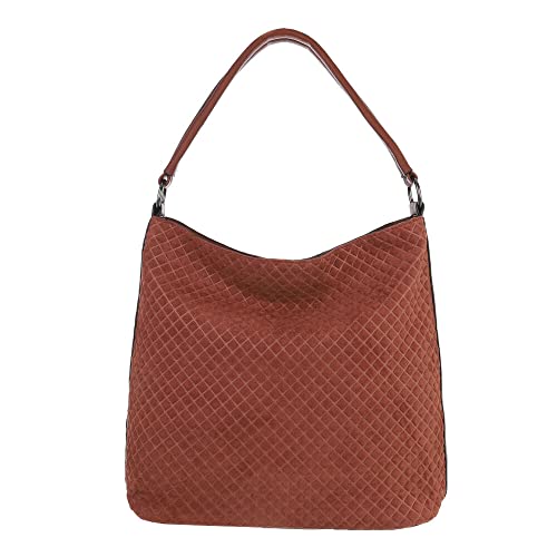 Ital Design GROßE DAMEN SCHULTERTASCHE KUNSTLEDER USED OPTIK SHOPPER HANDTASCHE CAMEL von Ital Design