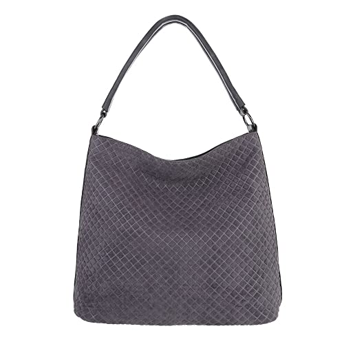 Ital Design GROßE DAMEN SCHULTERTASCHE KUNSTLEDER USED OPTIK SHOPPER HANDTASCHE GRAU von Ital Design