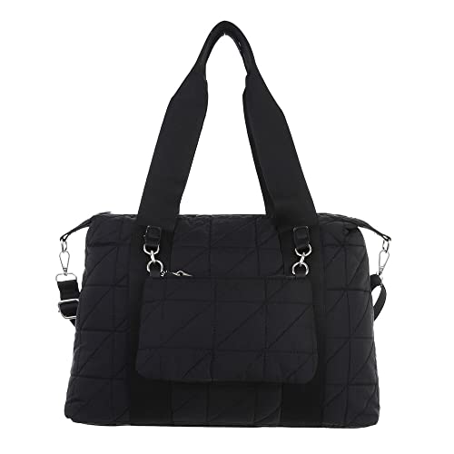 Ital Design GROßE DAMEN SCHULTERTASCHE SYNTHETIK SHOPPER HANDTASCHE SCHWARZ von Ital Design