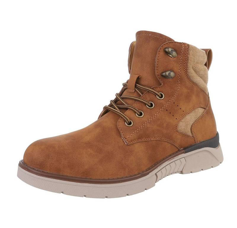 Coolwalk Herren Bikerschuhe Freizeit Stiefelette (88491820) Flach Boots in Camel von Coolwalk