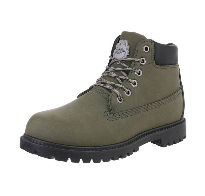 Coolwalk Herren Schnürschuhe Freizeit Stiefelette (87284740) Blockabsatz Boots in Olive von Coolwalk