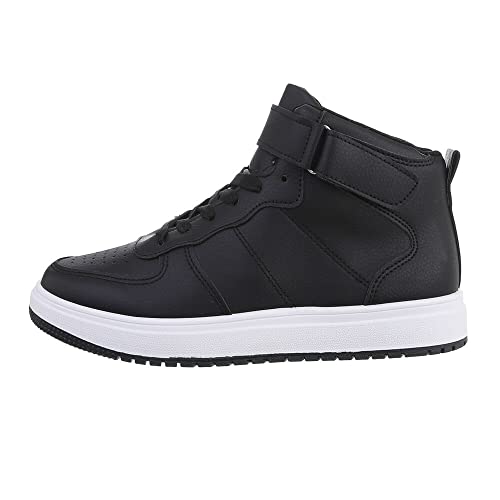 Ital Design Herrenschuhe Freizeitschuhe Sneakers, J2401-, Kunstleder, Schwarz Weiß, Gr. 43 von Ital Design