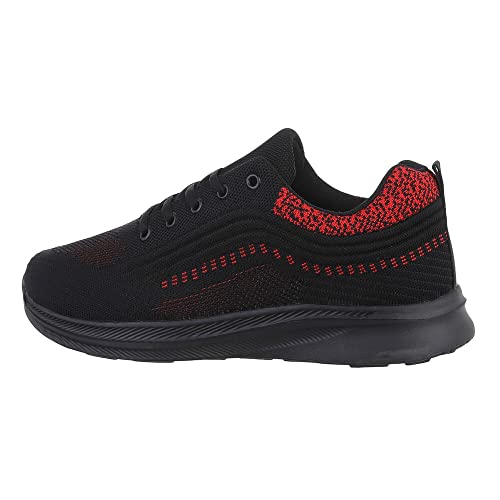 Ital Design Herrenschuhe Freizeitschuhe Sneakers, W100-A-, Synthetik, Schwarz Rot, Gr. 43 von Ital Design