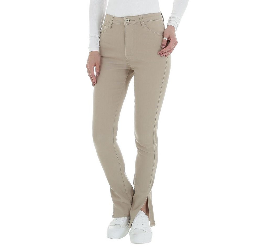 Ital-Design High-waist-Jeans Damen Freizeit Stretch High Waist Jeans in Beige von Ital-Design