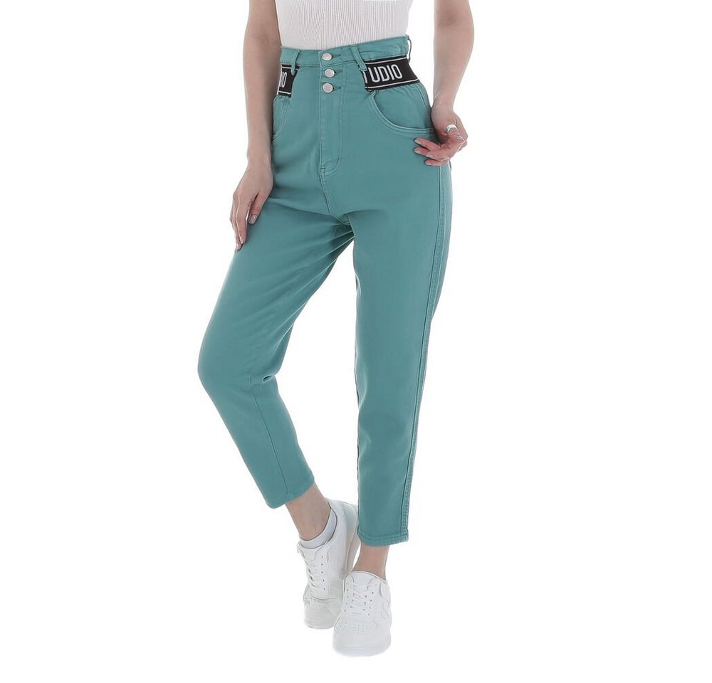 Ital-Design High-waist-Jeans Damen Freizeit Stretch High Waist Jeans in Hellgrün von Ital-Design