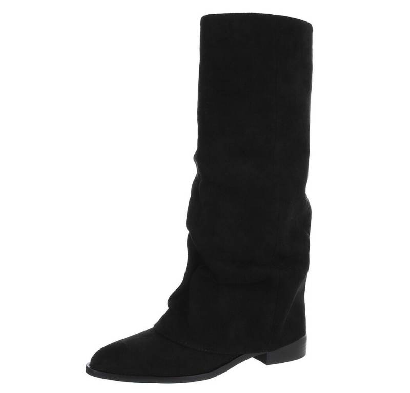 Ital-Design Hohe Stiefel für Damen – komfortabel und modern für den Alltag Stiefel (90457868) Blockabsatz Flache Stiefel in Schwarz von Ital-Design