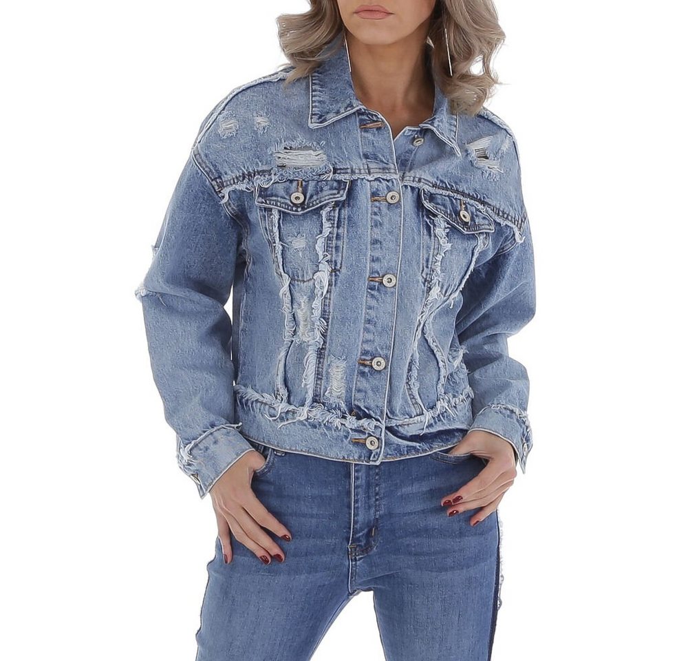 Ital-Design Jeansjacke Damen Freizeit Destroyed-Look Jeansjacke in Blau von Ital-Design