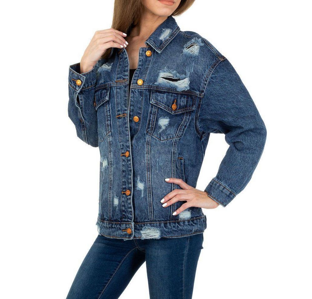 Ital-Design Jeansjacke Damen Freizeit Destroyed-Look Jeansjacke in Blau von Ital-Design