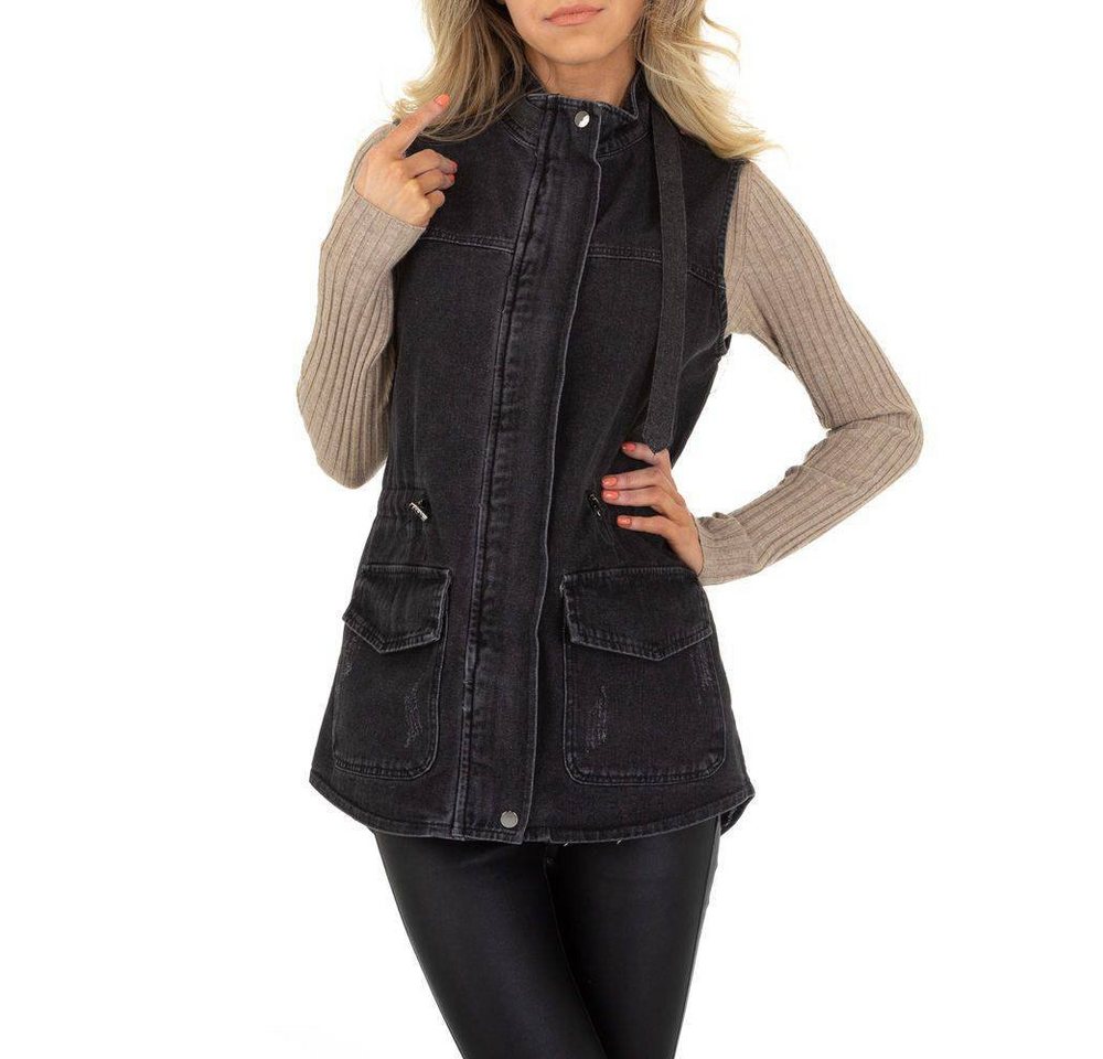 Ital-Design Jeansjacke Damen Freizeit Jeansstoff Jeansjacke in Schwarz von Ital-Design