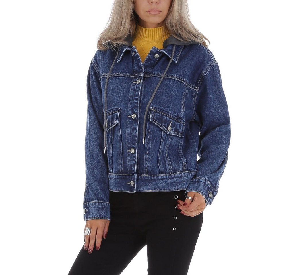 Ital-Design Jeansjacke Damen Freizeit Kapuze (abnehmbar) Jeansjacke in Blau von Ital-Design