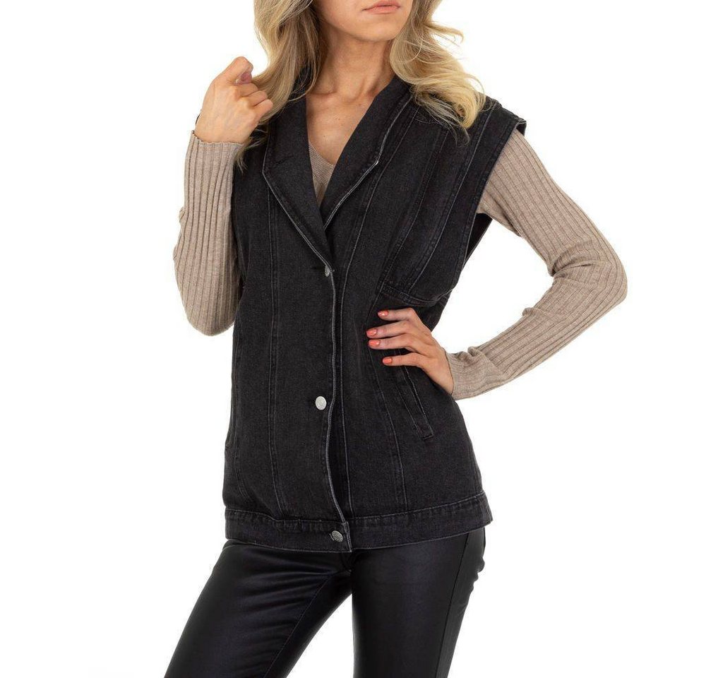 Ital-Design Jeansjacke Damen Freizeit Used-Look Jeansjacke in Schwarz von Ital-Design