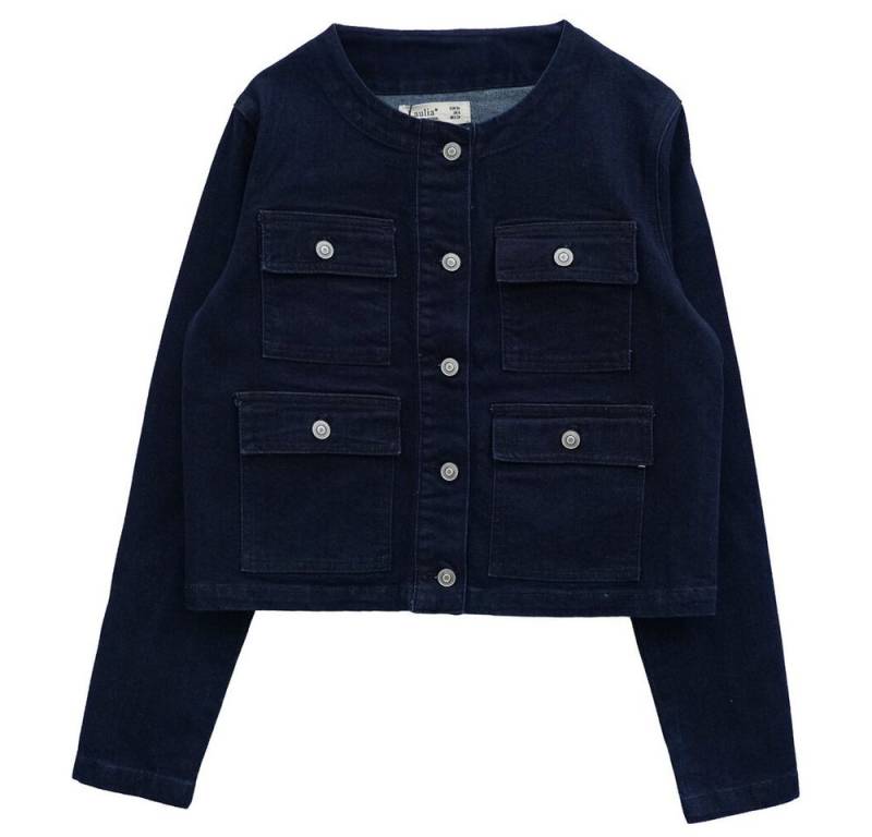 Ital-Design Jeansjacke Modische Übergangsjacke mit aufgesetzten Taschen für Damen (90552388) Jeansjacke in Dunkelblau von Ital-Design