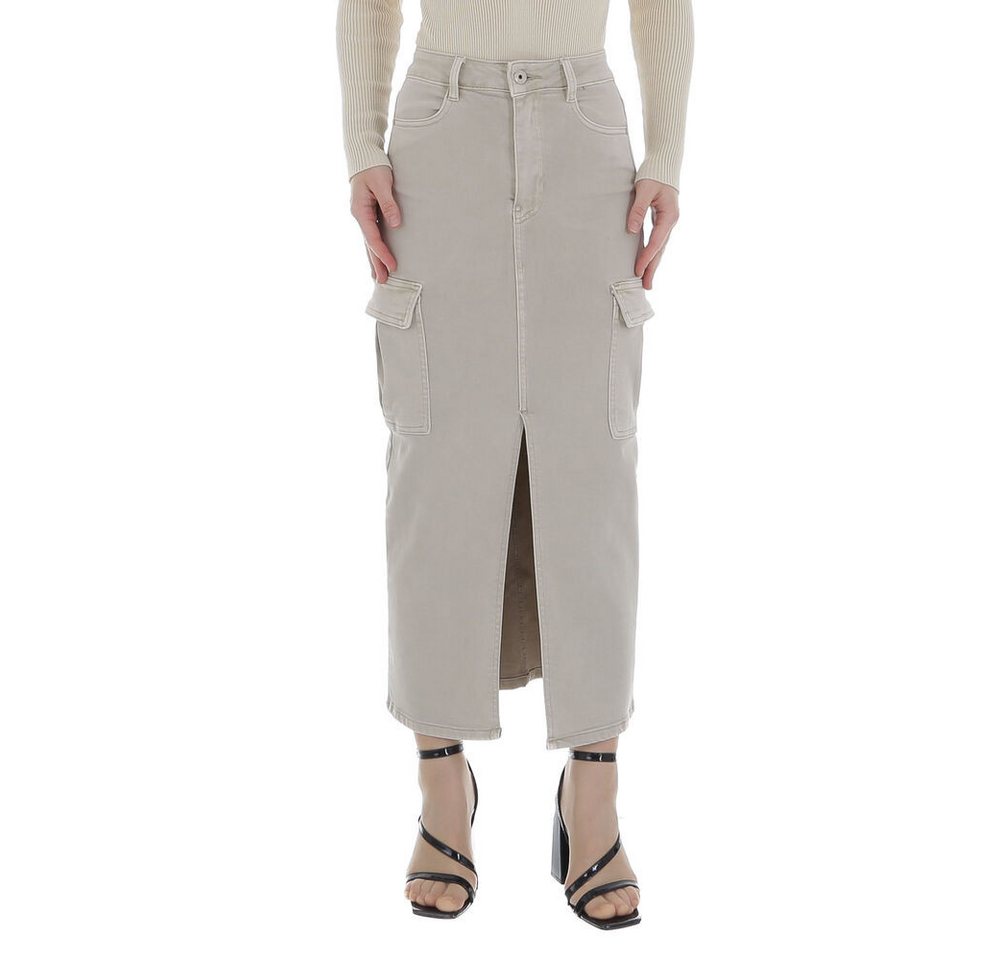 Ital-Design Jeansrock Damen Freizeit (86746035) Stretch Jeansrock in Beige von Ital-Design