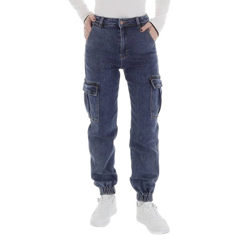 Ital-Design Jogg Pants Damen Freizeit (87543196) Used-Look Stretch High Waist Jeans in Blau von Ital-Design