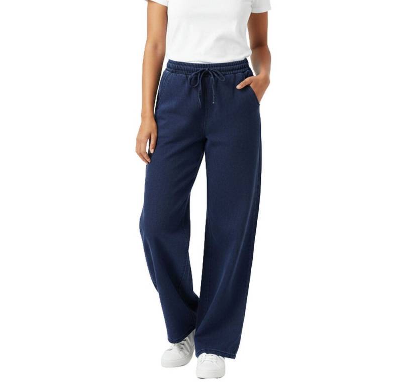 Ital-Design Jogg Pants Weit geschnittene Freizeithose mit elastischer Taille (90800248) Used-Look Stretch Relaxed Fit Jeans in Dunkelblau von Ital-Design