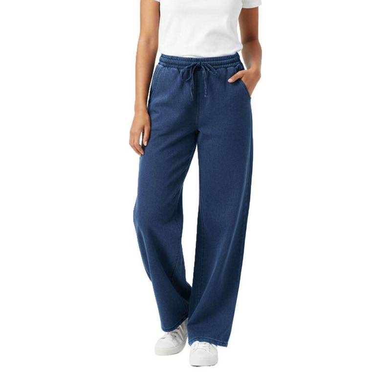 Ital-Design Jogg Pants Weit geschnittene Freizeithose mit elastischer Taille (90800253) Used-Look Stretch Relaxed Fit Jeans in Blau von Ital-Design