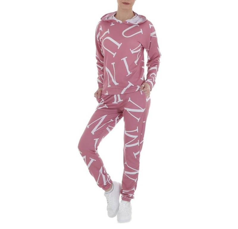 Ital-Design Jogginganzug Damen Freizeit, Kapuze Textprint Stretch Jogging- & Freizeitanzug in Altrosa von Ital-Design