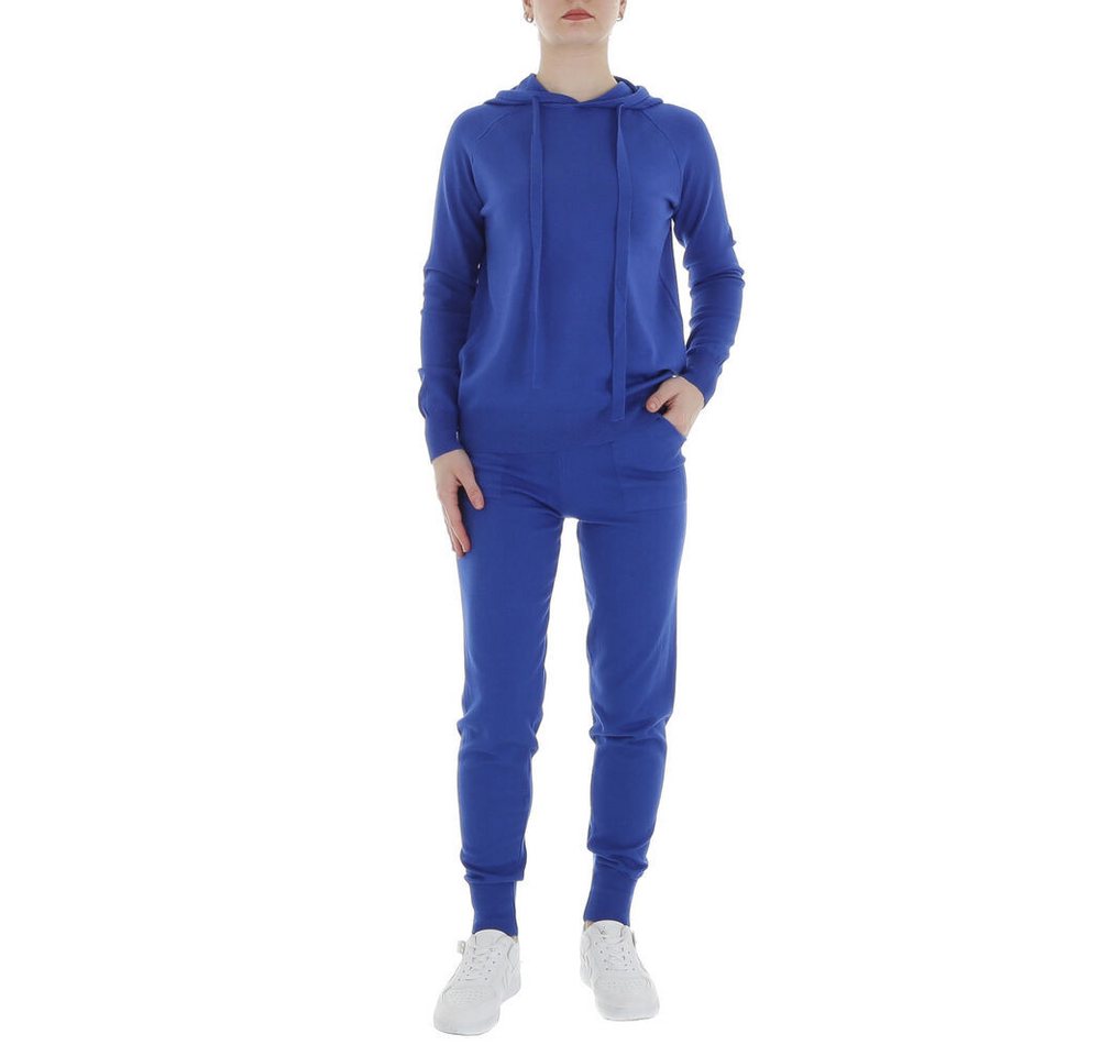 Ital-Design Jogginganzug Damen Freizeit (86365263), Kapuze Stretch Zweiteiler in Blau von Ital-Design