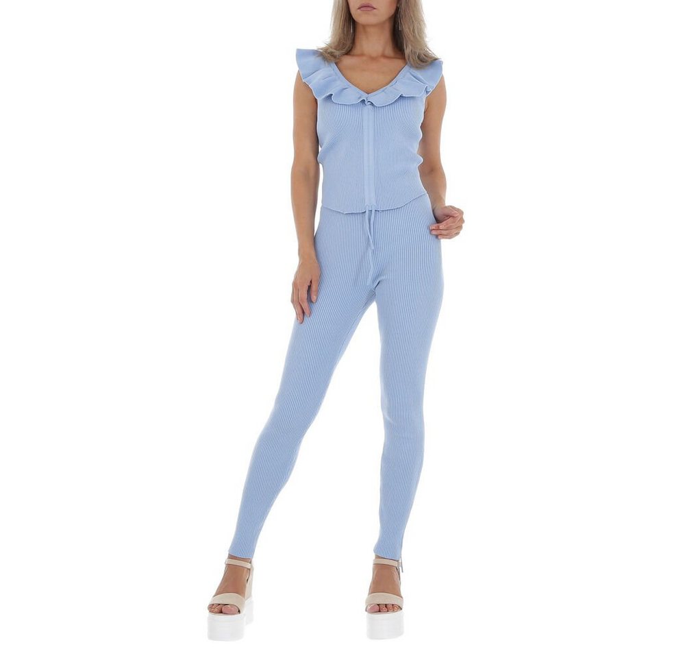 Ital-Design Jumpsuit Damen Freizeit Stretch Zweiteiler in Blau von Ital-Design