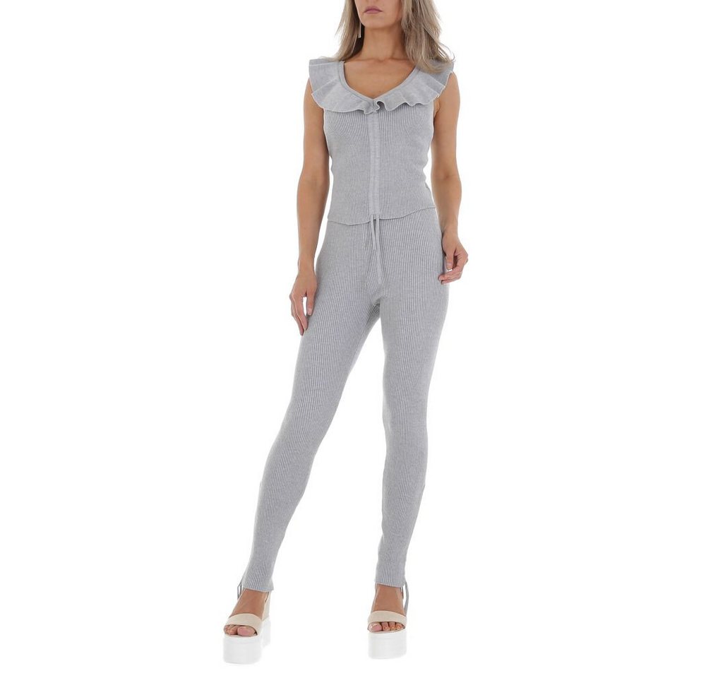 Ital-Design Jumpsuit Damen Freizeit Stretch Zweiteiler in Grau von Ital-Design