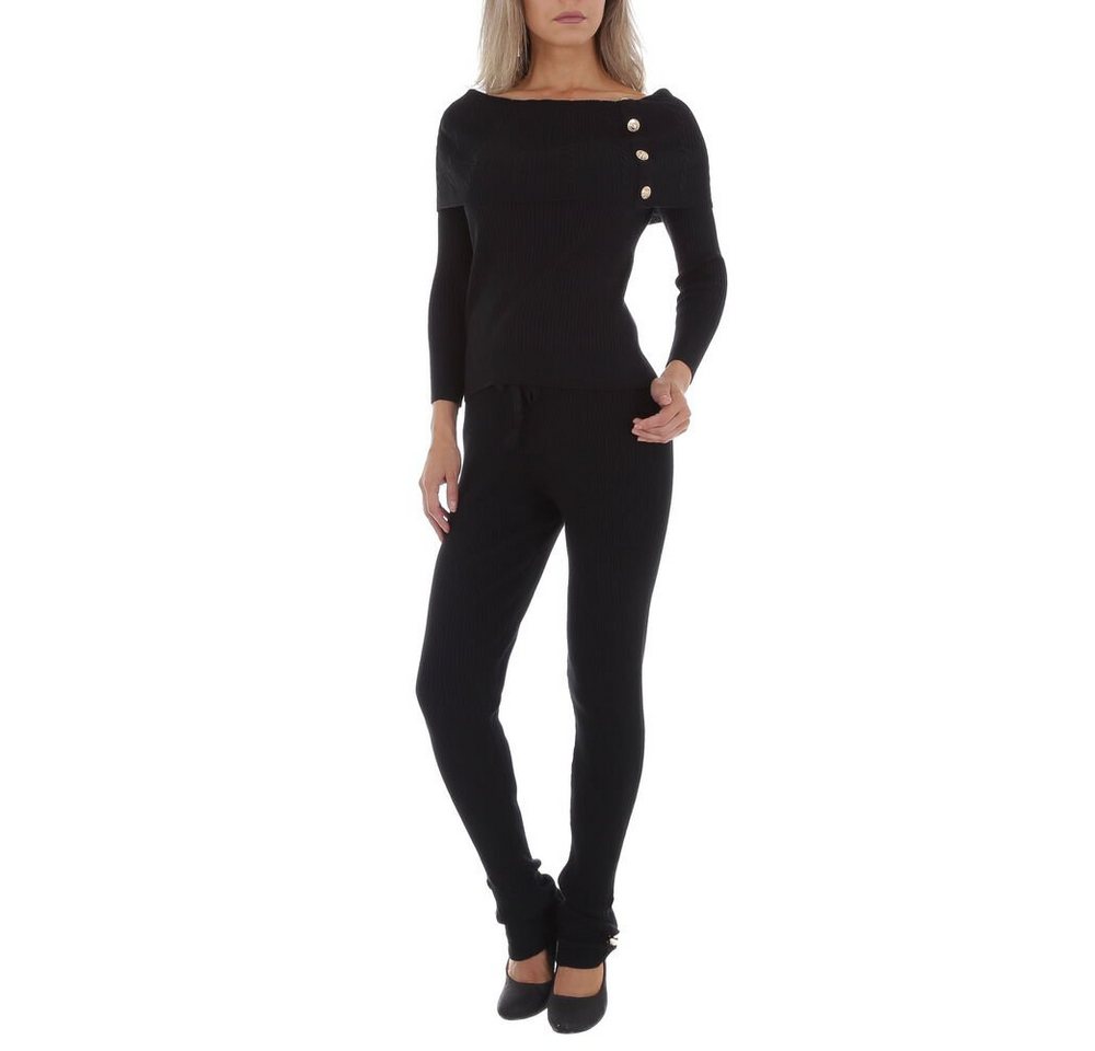 Ital-Design Jumpsuit Damen Freizeit Stretch Zweiteiler in Schwarz von Ital-Design