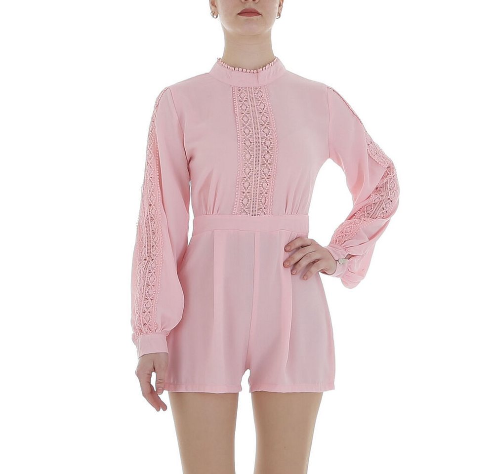 Ital-Design Jumpsuit Damen Party & Clubwear Hotpants (86365245) Glänzend Kurzer Jumpsuit in Rosa von Ital-Design