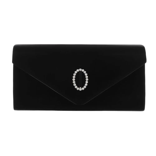Ital Design KLEINE DAMEN ABENDTASCHE KUNSTLEDER CLUTCH SCHULTERTASCHE MIT STRASS SCHWARZ von Ital Design