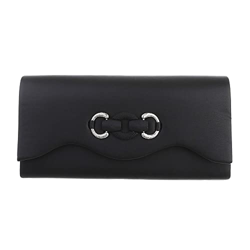 Ital Design KLEINE DAMEN CLUTCH KUNSTLEDER ABENDTASCHE SCHULTERTASCHE SCHWARZ von Ital Design