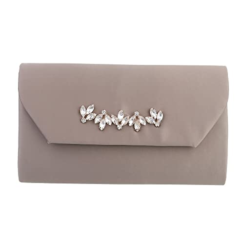 Ital Design KLEINE DAMEN CLUTCH SATIN ABENDTASCHE SCHULTERTASCHE HELLBRAUN von Ital Design