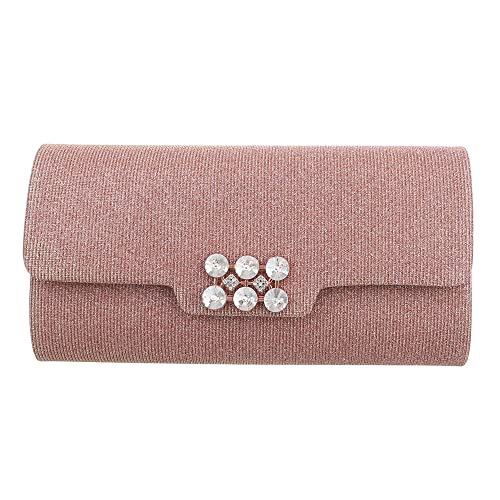 Ital-Design KLEINE DAMEN CLUTCH SYNTHETIK ABENDTASCHE SCHULTERTASCHE CHAMPAGNER von Ital-Design