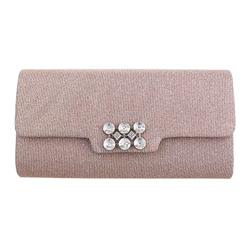 Ital Design KLEINE DAMEN CLUTCH SYNTHETIK ABENDTASCHE SCHULTERTASCHE ROSA GOLD von Ital Design