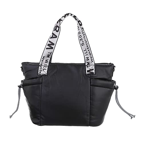 Ital Design KLEINE DAMEN SCHULTERTASCHE KUNSTLEDER HANDTASCHE SCHWARZ von Ital Design