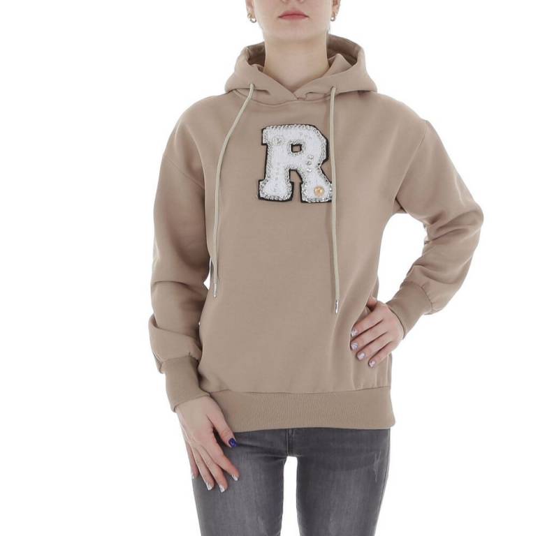 Ital-Design Kapuzenshirt Damen Freizeit (86099087) Applikation Sweatshirt in Hellbraun von Ital-Design