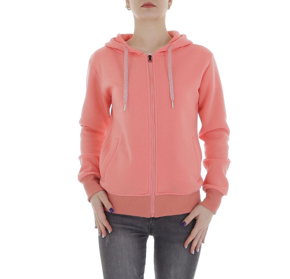 Ital-Design Kapuzensweatjacke Damen Freizeit (86099118) Kapuze Pullover & Strick in Coral von Ital-Design