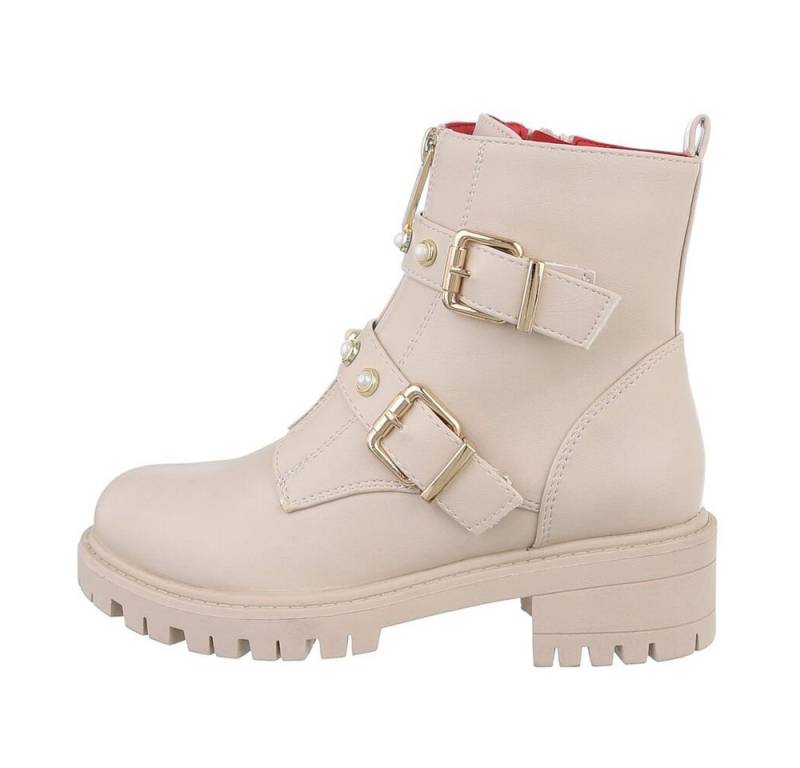 Ital-Design Kinder Biker Stiefelette (84351926) Blockabsatz Stiefeletten in Beige von Ital-Design