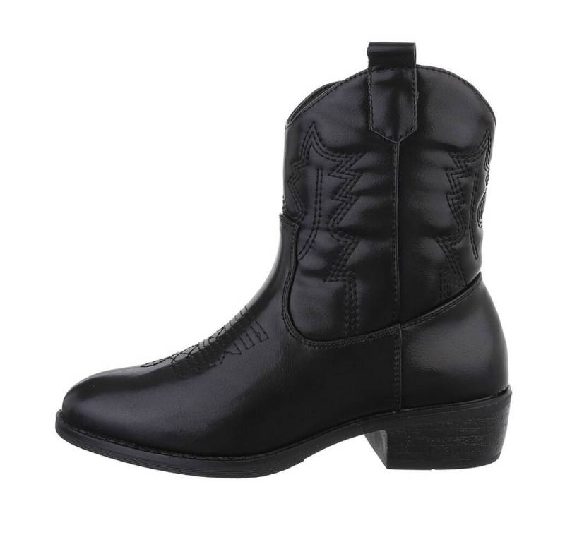 Ital-Design Kinder Cowboyboots Western Stiefelette Blockabsatz Stiefeletten in Schwarz von Ital-Design