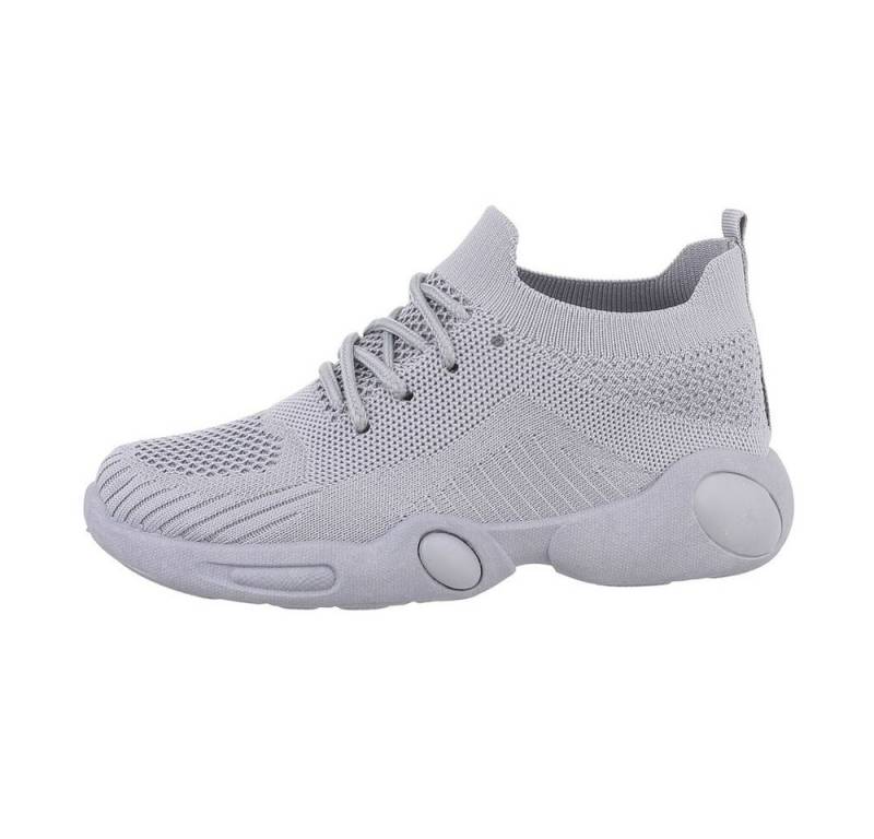 Ital-Design Kinder Low-Top Freizeit Sneaker Flach Freizeitschuhe in Hellgrau von Ital-Design